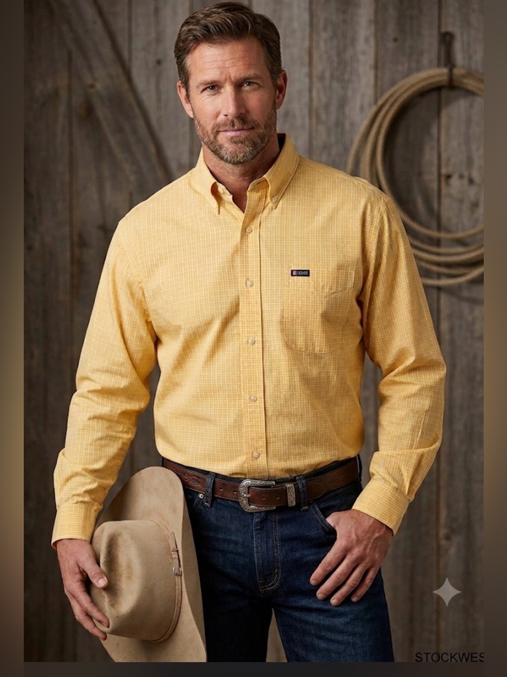 Chaps Yellow Checked Button-Down Shirt